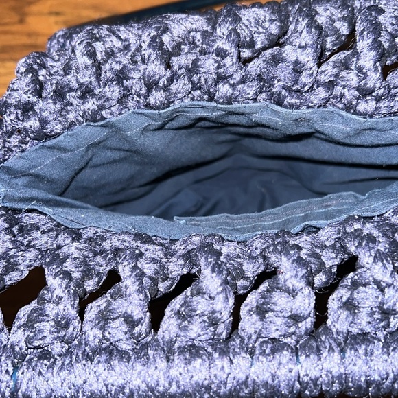 Vintage Navy Handmade Macrame/Crochet Handbag - Picture 3 of 7